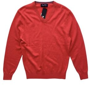 Daniel Cremieux Nwt Men's Luxury 100% Cashmere V Neck Pullover Coral Sweater